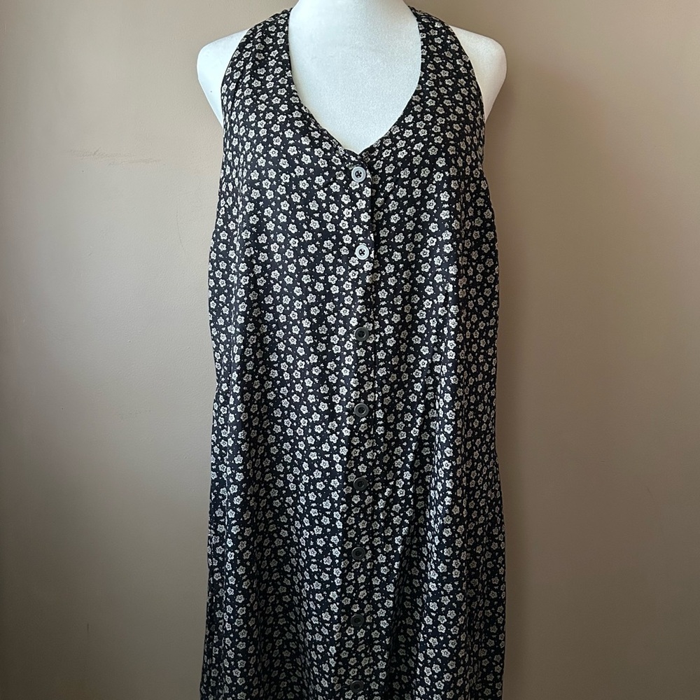 RVCA Black & White Floral Halter Mini Dress